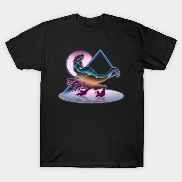 Synthwave Metallic Raptor T-Shirt by Tanimator